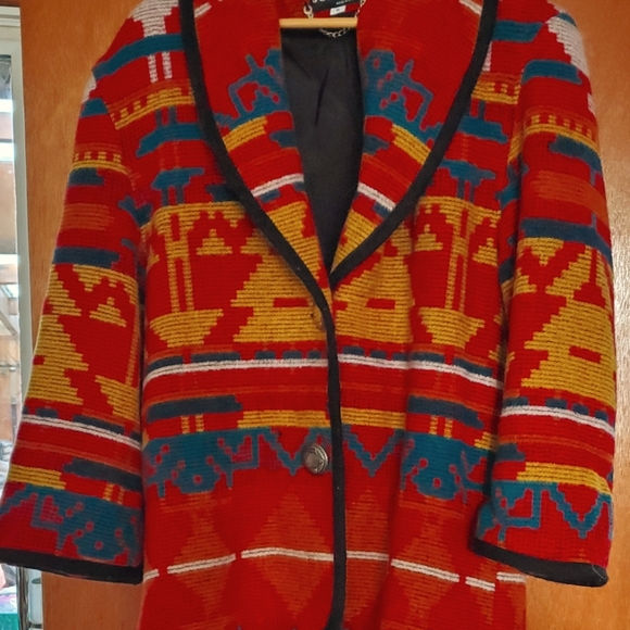 Jofeld Vintage Aztec Blanket Jacket, Size Adult Medium - Picture 5 of 13